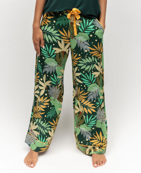 Gabrielle Palm Leaf Print Wide Leg Pyjama Bottoms