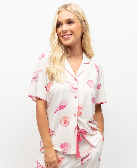 Shelly Shell Printed Jersey Pyjama Top