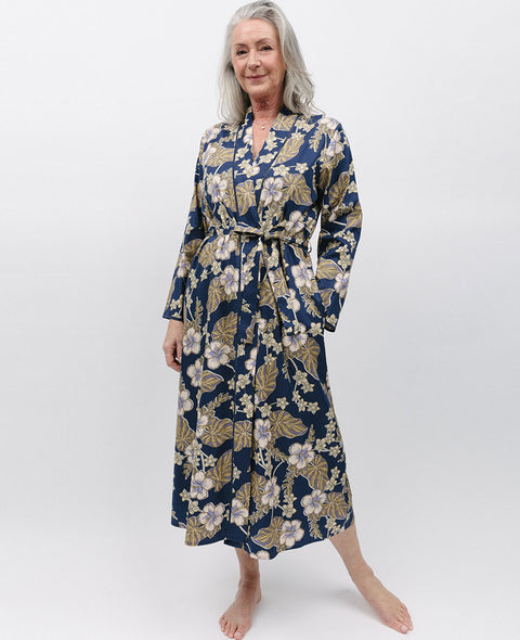 Winnie Lace Trim Floral Print Long Dressing Gown