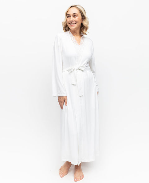 Tessa Lace Detail Jersey Long Dressing Gown