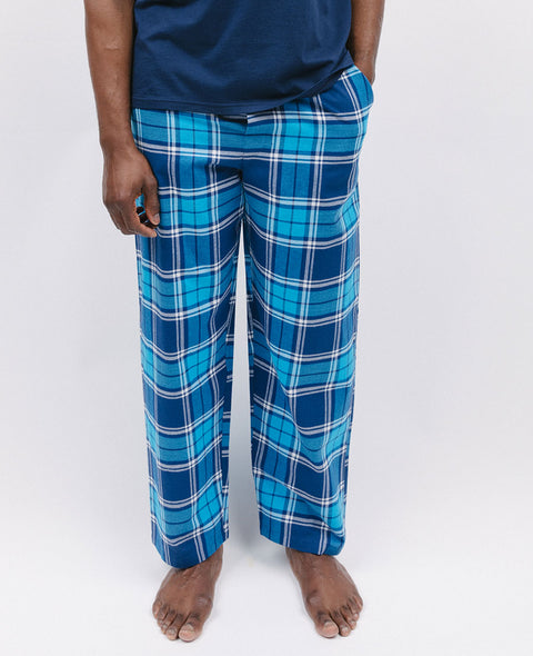 Brushed Blue Check Pyjama Bottoms