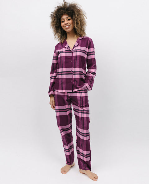 Eve Purple Womens Super Cosy Check Pyjama Set