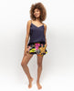 Avery Shorts mit Blumenmuster, Marineblau