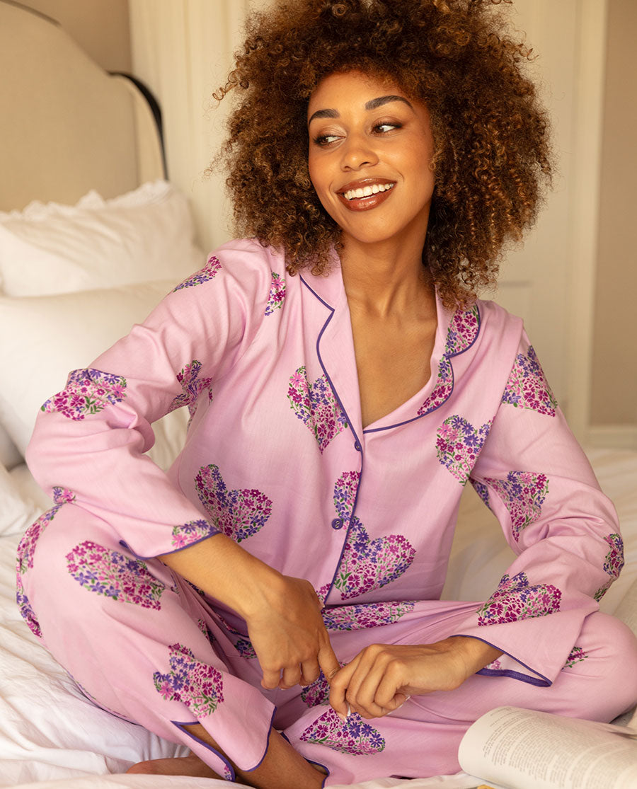 Valentina Womens Heart Print Pyjama Set - Cyberjammies