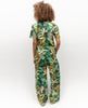 Gabrielle Pyjama-Set mit weitem Bein und Blättermuster