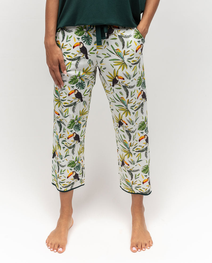 Gabrielle Toucan Printed Jersey Cropped Pyjama Bottoms - Cyberjammies