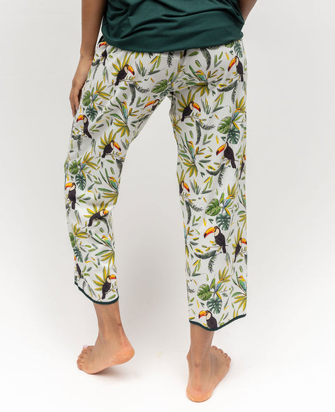 Gabrielle Toucan Printed Jersey Cropped Pyjama Bottoms