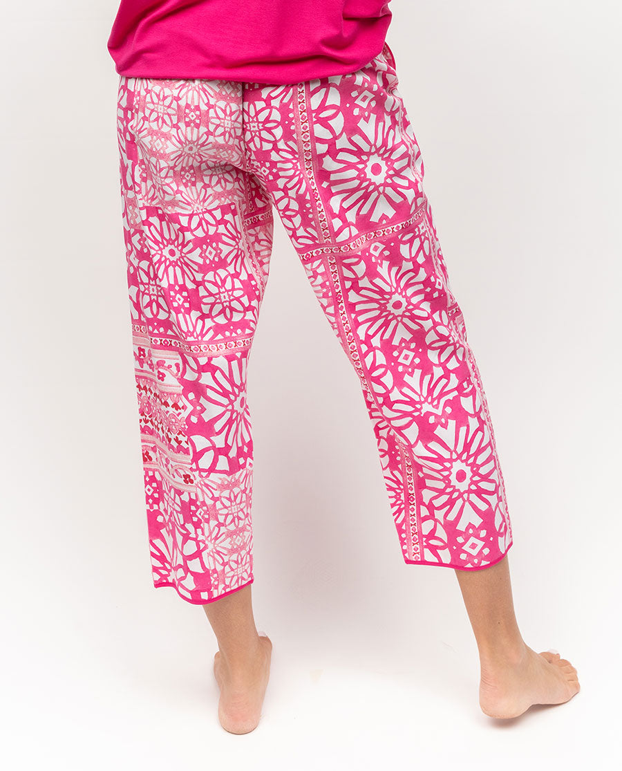 Hailey Tile Print Cropped Pyjama Bottoms - Cyberjammies
