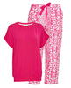 Hailey Slouch-Jersey-Oberteil und kurzes Pyjama-Set mit Kachelmuster