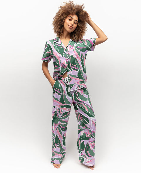 Lexi Leaf Print Wide Leg Pyjama Set
