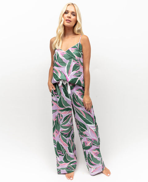 Lexi Lilac Mix Leaf Print Cami & Wide Leg Pant Set