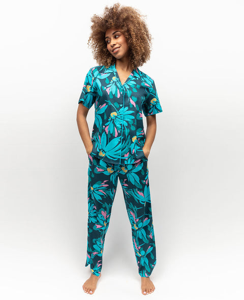 Cove Womens Green Floral Print Pyjama Set