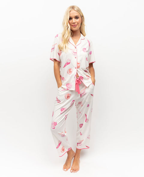 Shelly Damen-Pyjama-Set aus bedrucktem Jersey mit Shell-Motiv