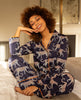 Taylor Womens Navy Leopard Print Wide Leg Pyjama Set