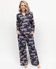 Taylor Womens Navy Leopard Print Wide Leg Pyjama Set