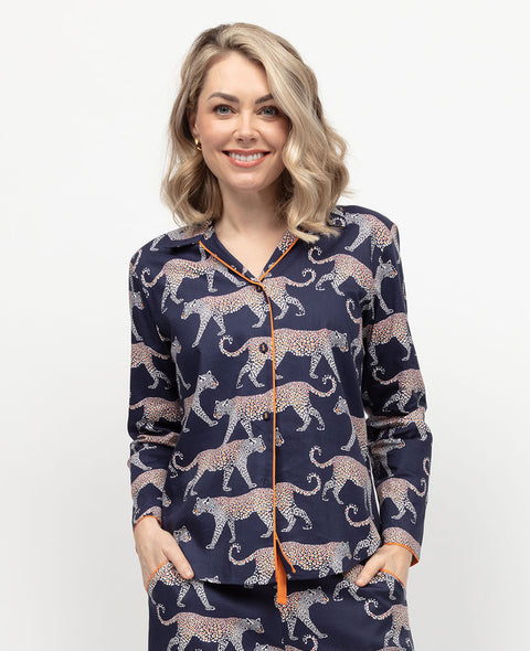 Taylor Womens Leopard Print Pyjama Top