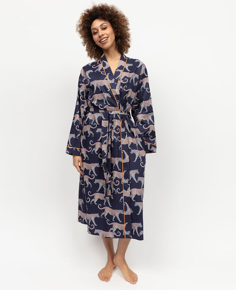 Taylor Womens Leopard Print Long Dressing Gown