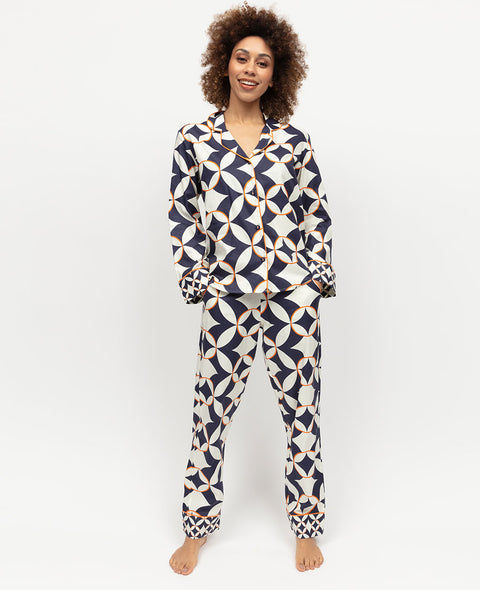 Taylor Womens Navy Mix Big Geo Print Pyjama Set