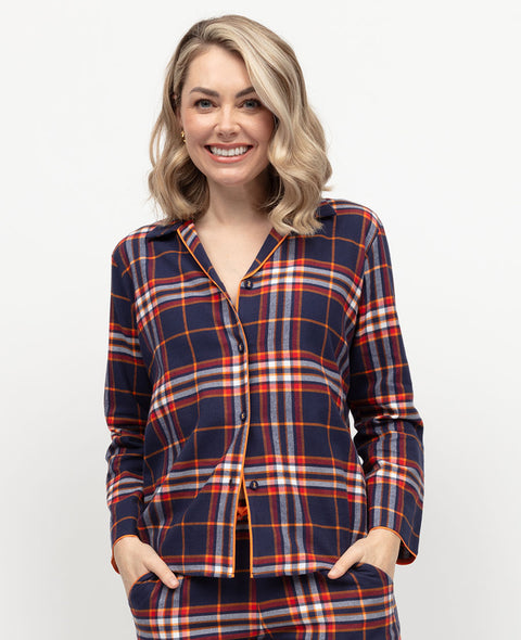Taylor Womens Lightly Brushed Check Pyjama Top
