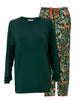 Forrest Green Slouch Jersey Top & Woodland Print Pyjama Set