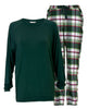 Forrest Green Slouch Jersey Top & Check Pyjama Set