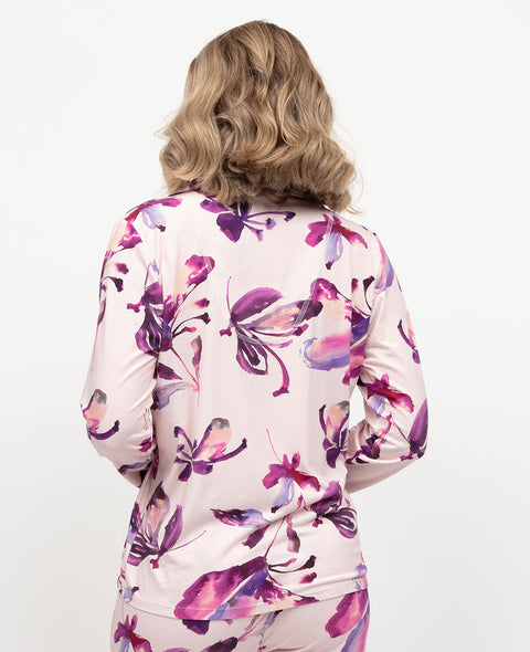 Colette Womens Pink Mix Floral Printed Jersey Pyjama Top