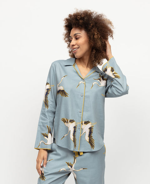 Piper Womens Crane Bird Print Pyjama Top