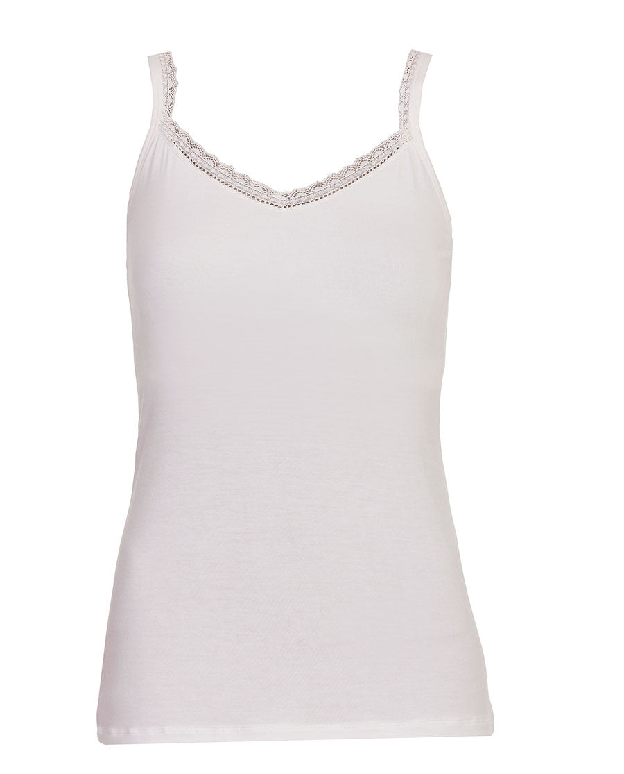 Womens Lace Trim Jersey Hidden Support Vest