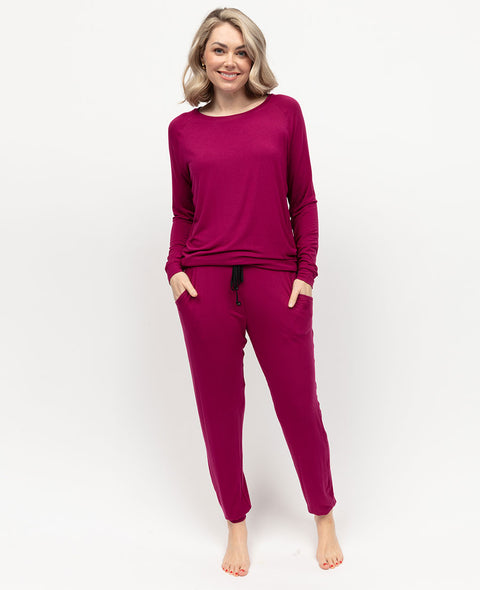 Penelope Womens Purple Slouch Jersey Pyjama Set