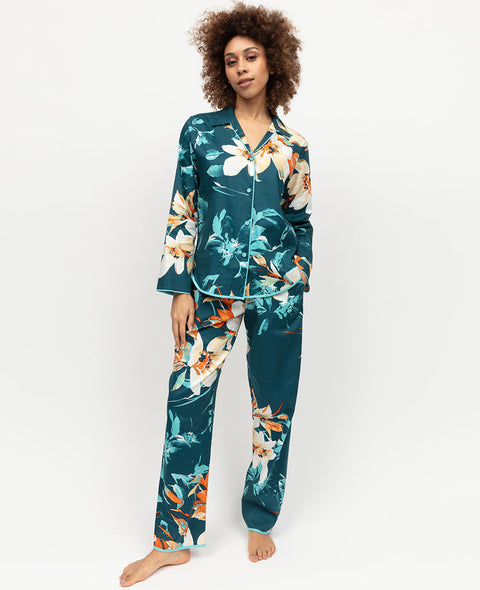 Goldie Womens Green Floral Print Pyjama Set