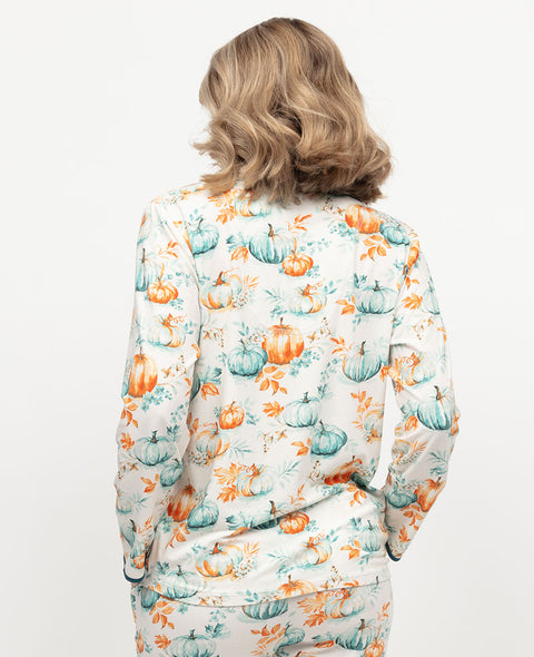 Goldie Damen-Pyjamaoberteil aus Jersey mit Kürbis-Print