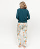 Goldie Womens Green Slouch Jersey Top and Pumpkin Printed Jersey Pyjama Set