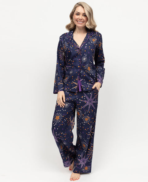 Edie Pyjama-Set mit weitem Bein und Feuerwerk-Print für Damen