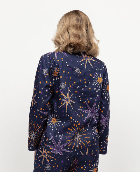 Edie Pyjamaoberteil mit Feuerwerk-Print für Damen