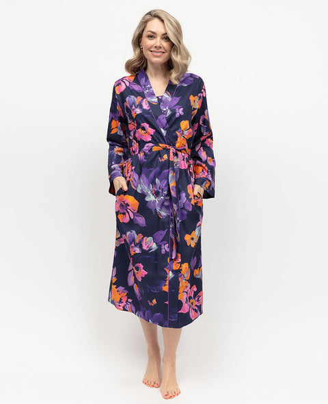 Edie Robe de chambre longue à imprimé floral pour femme