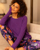 Edie Womens Light Purple Slouch Jersey Top and Floral Print Pyjama Set