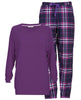 Edie Womens Light Purple Slouch Jersey Top and Check Pyjama Set