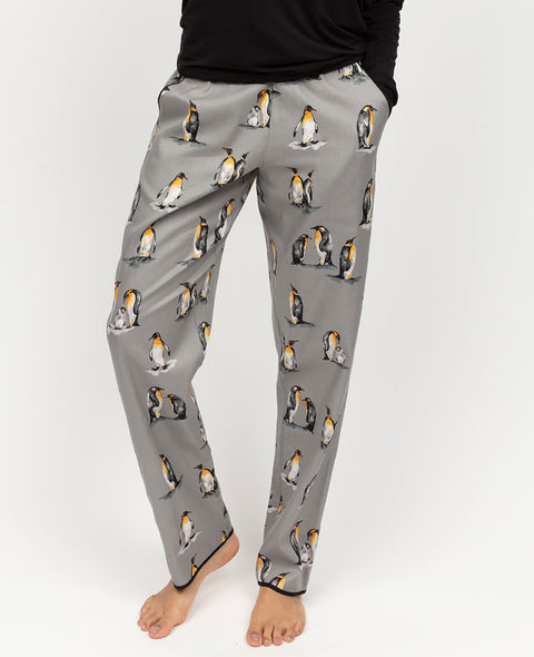 Parker Damen Pyjamahose mit Pinguin-Print