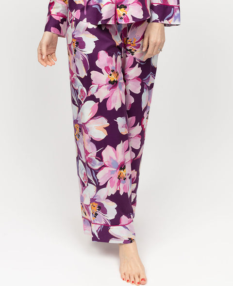 Hazel Damen-Pyjamahose mit weitem Bein und Blumenmuster