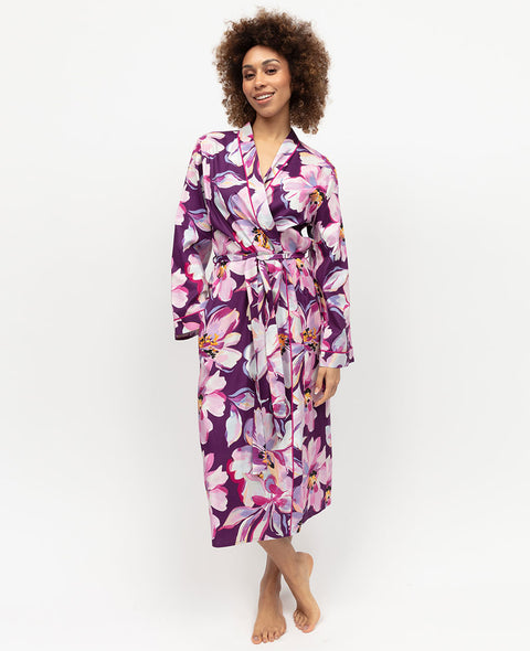 Hazel Womens Floral Print Long Dressing Gown