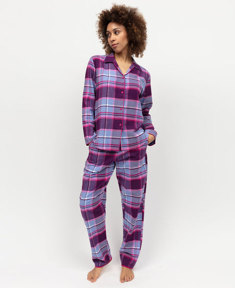 Hazel Womens Brushed Check Pyjama Set