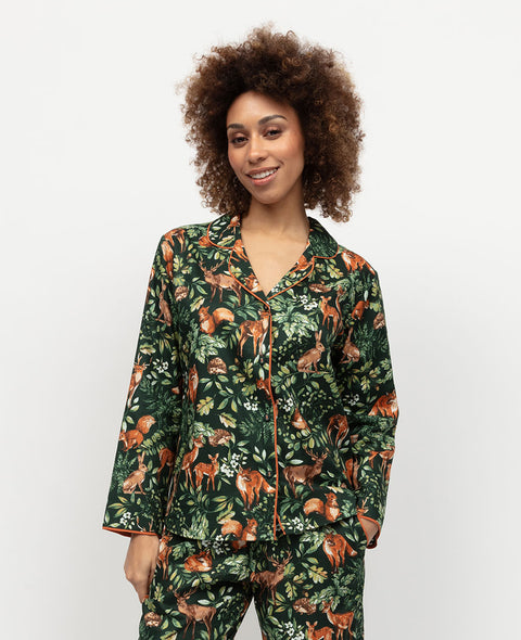 Forrest Pyjamaoberteil für Damen mit Waldmotiv