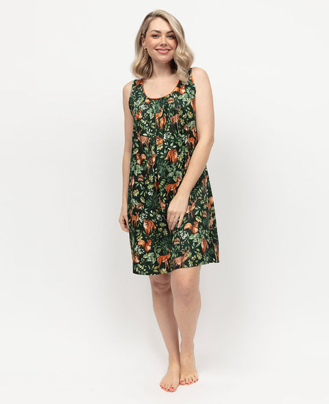 Forrest Chemise de nuit courte à imprimé Woodland pour femme