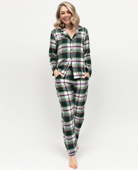 Forrest Womens Green Brushed Check Pyjama Set