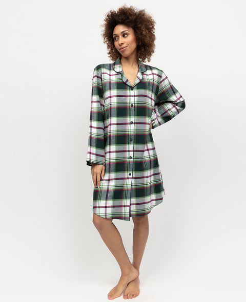 Forrest Chemise de nuit à carreaux brossés pour femme