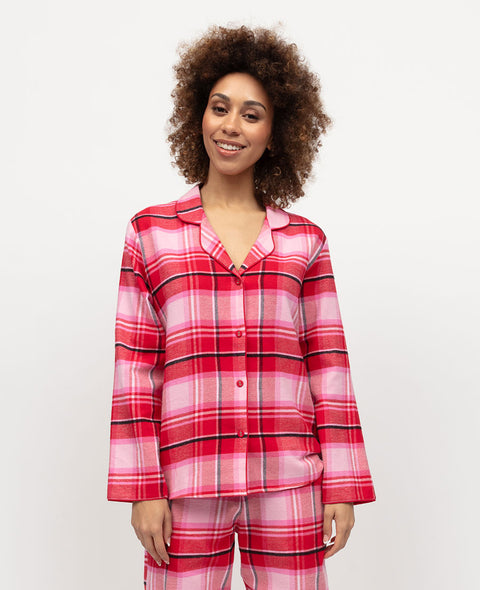 Noelle Womens Brushed Check Pyjama Top