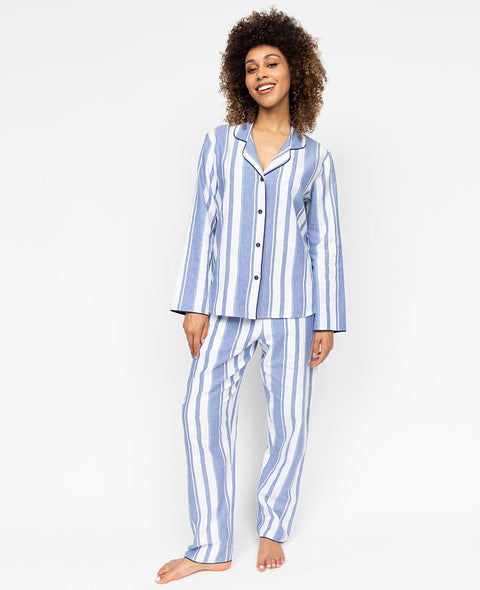 Alpes Womens Blue Stripe Pyjama Set