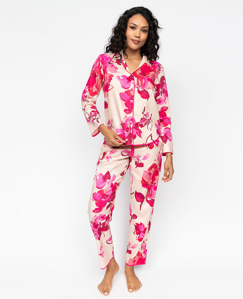 Aria Womens Pink Floral Print Pyjama Set