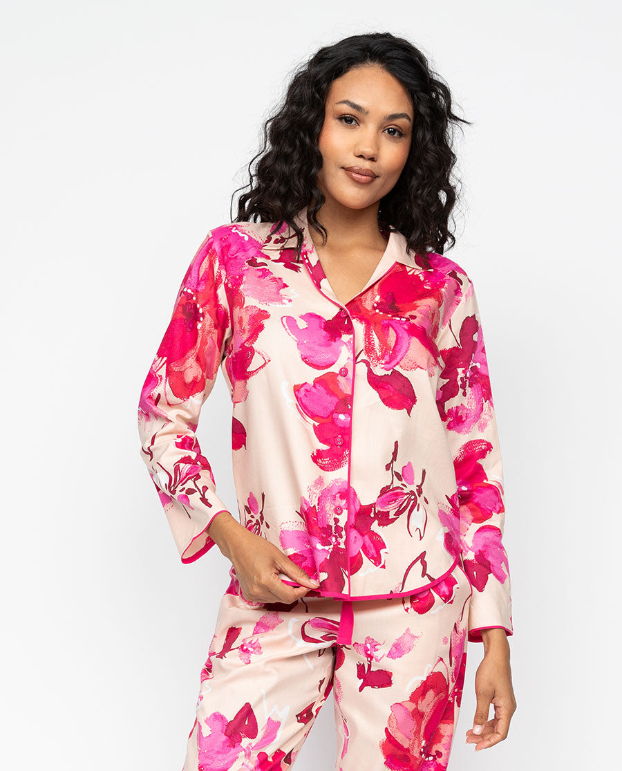 Aria Pyjamaoberteil mit Blumenmuster für Damen