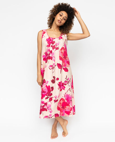 Aria Womens Floral Print Long Nightdress